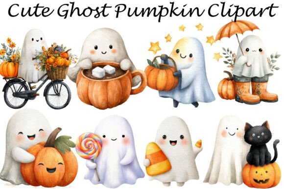Download Cute Ghost Pumpkin Clipart - Ghost Collection