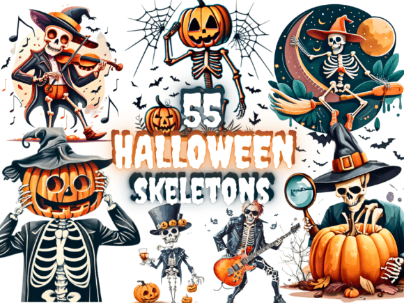 Download 55 Skeletons Halloween Clipart - Clipart Collection