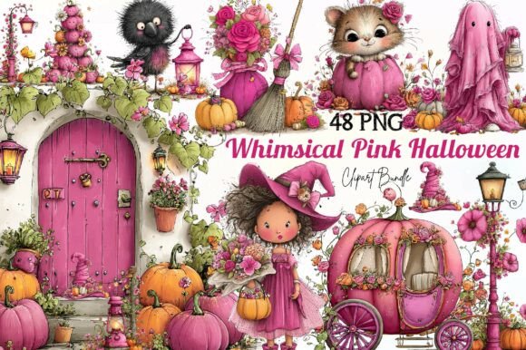 Download Whimsical Pink Halloween Clipart - Clipart Collection