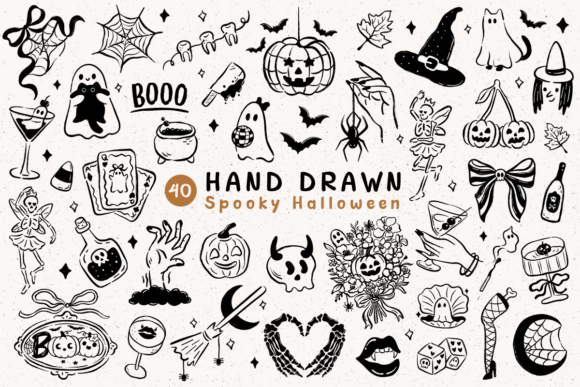 Download Hand Drawn Spooky Halloween Clipart Set - Clipart Collection