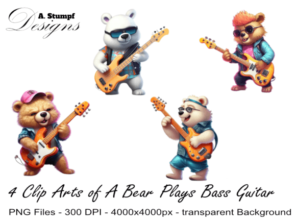 Download A Cute Rocker Bear with a Bass Guitar - Rocker Collection