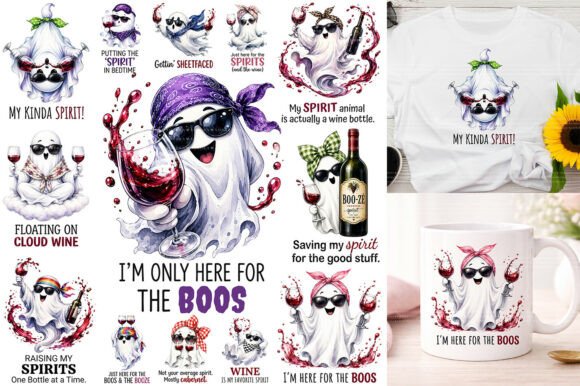 Download Halloween Ghost Wine Sublimation PNG - Premium Resources