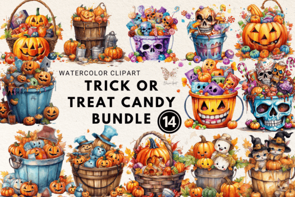 Download Trick or Treat Candy Watercolor Cliparts - Clipart Collection