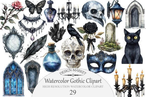 Download Watercolor Gothic Clipart - Clipart Collection