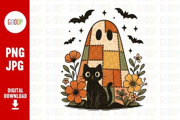 Download Patchwork Ghost &amp; Black Cat Png - Ghost Collection