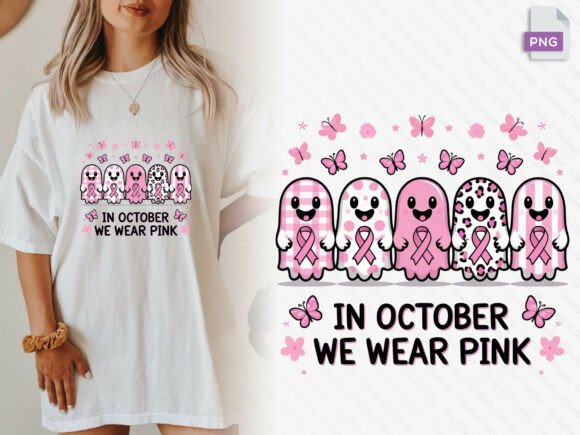 Download Pink Pattern Ghosts October Awareness Png - Ghost Collection