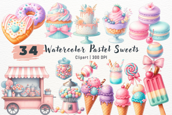 Download Watercolor Pastel Sweets Clipart - Clipart Collection