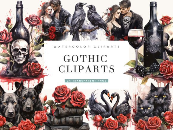 Download Watercolor Gothic Clipart Bundle - Premium Bundle