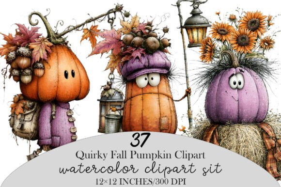 Download Whimsical Quirky Fall Pumpkin Clipart - Clipart Collection