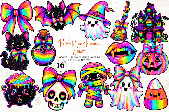 Download Preppy Neon Halloween Clipart - Clipart Collection