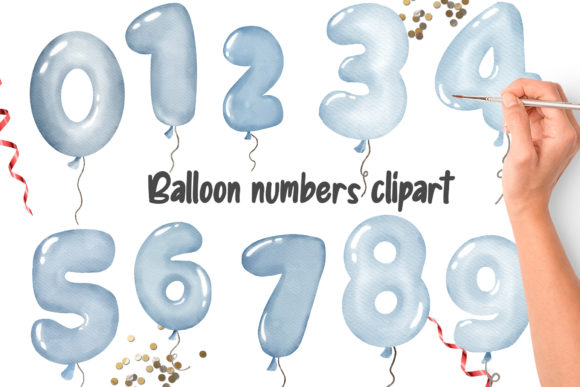 Download Watercolor Blue Balloon Numbers Clipart - Clipart Collection