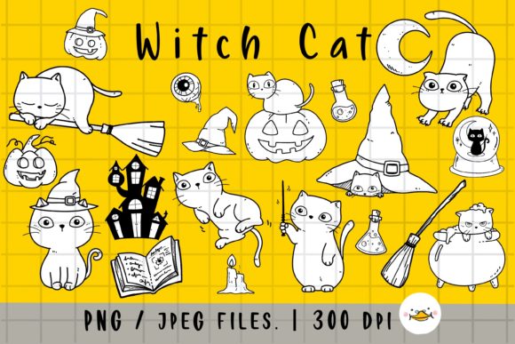 Download Witch White Cat PNG, Halloween Clipart - Clipart Collection