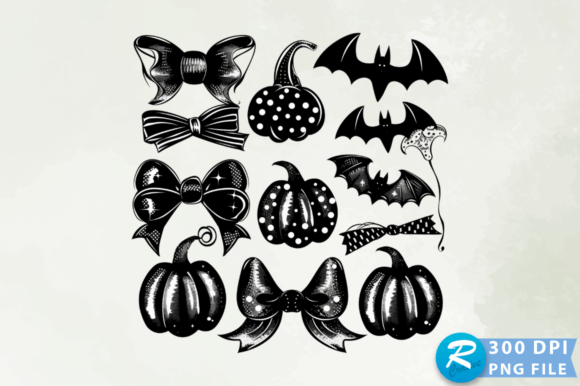 Download Bow Pumpkins and Bats Clipart PNG Design - Clipart Collection