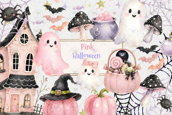 Download Pink Halloween Ghost Clipart - Premium Bundle