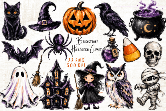 Download Brushstroke Halloween Clipart PNG - Clipart Collection