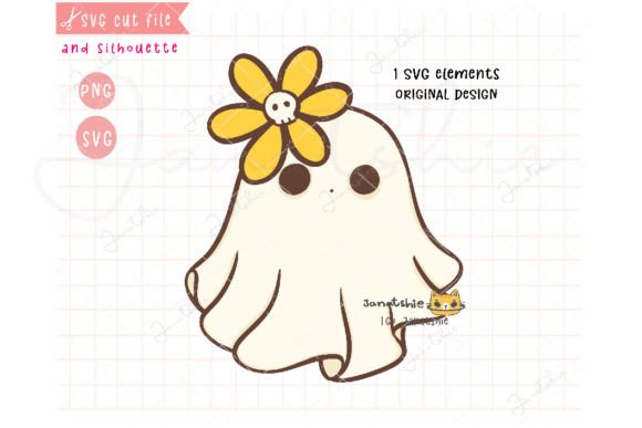 Download Cute Ghost Flower SVG, Halloween Clipart - Ghost Collection