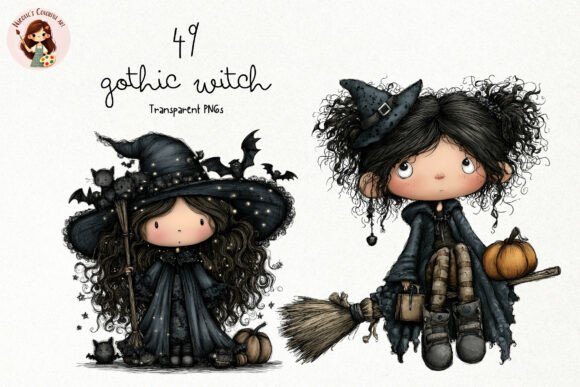 Download Cute Gothic Witch PNG Clipart - Clipart Collection