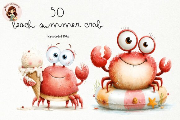 Download Cute Beach Crab PNG Clipart Bundle - Clipart Collection