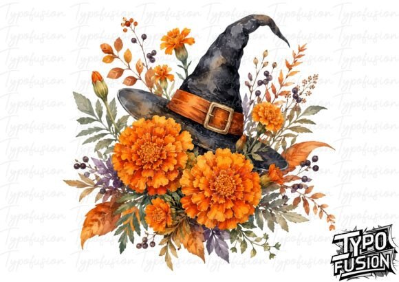 Download Watercolor Marigold Witch Hat Clipart - Clipart Collection