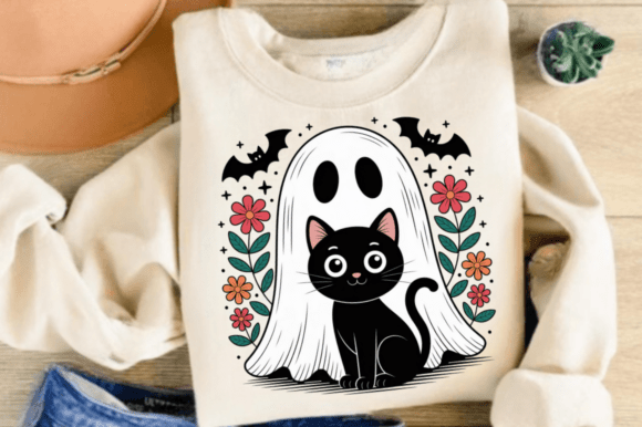 Download Cute Halloween Ghost and Cat PNG Clipart - Ghost Collection