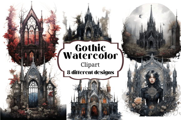 Download Watercolor Gothic Clipart Transparent - Premium Bundle