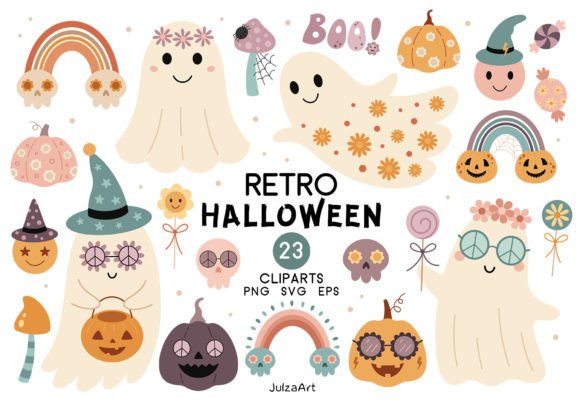 Download Groovy Retro Halloween Clipart - Clipart Collection
