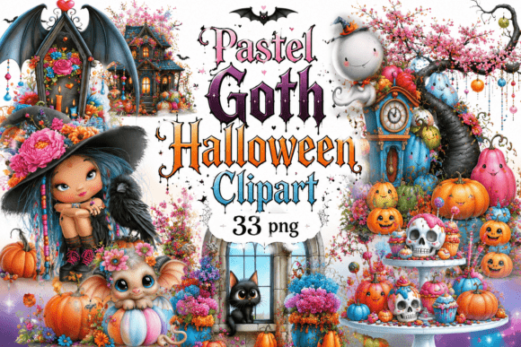 Download Pastel Goth Halloween Clipart Set - Clipart Collection