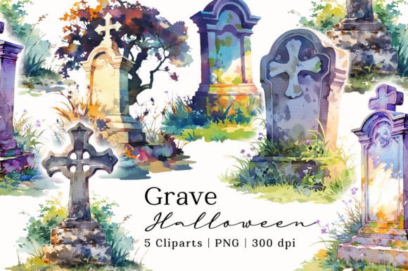 Download Halloween Grave Stone Watercolor Clipart - Clipart Collection