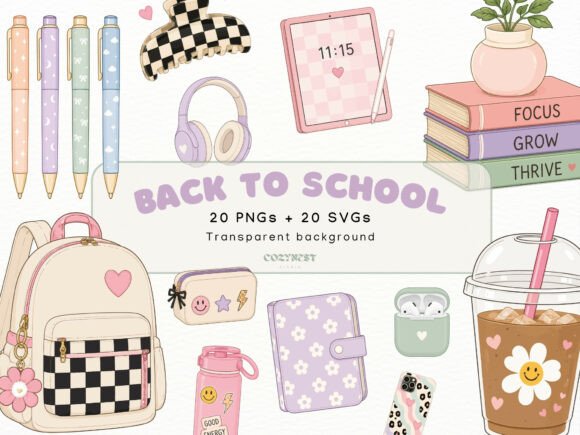 Download Back to School Cliparts, Cute Stationery - Clipart Collection