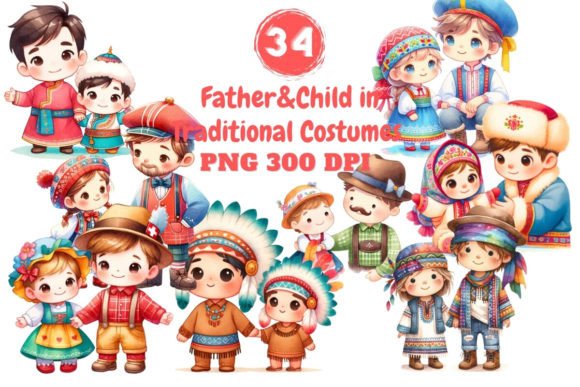 Download Father&amp;Child in Traditional Costumes - Costumes Collection