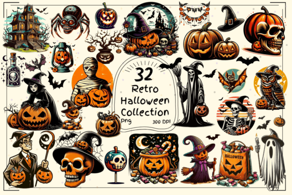 Download Retro Halloween Clipart Collection Vol.1 - Clipart Collection