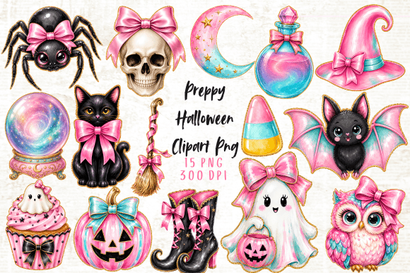 Download Preppy Halloween Clipart PNG Set - Clipart Collection