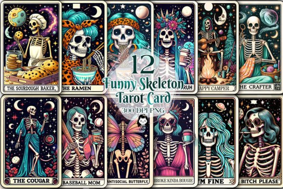 Download Funny Skeleton Woman Tarot Card Bundle - Tarot Collection
