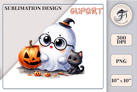 Download Ghost and Black Kitty Halloween Clipart - Ghost Collection