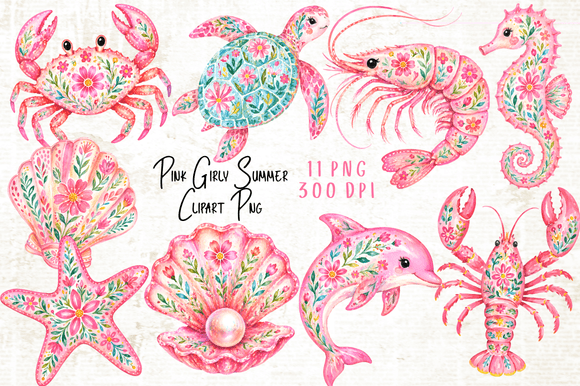 Download Pink Girly Summer Clipart PNG - Clipart Collection