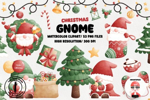 Download Christmas Gnome Watercolor Clipart - Clipart Collection