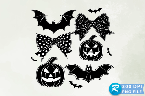 Download Bows Pumpkins and Bats Clipart PNG - Clipart Collection